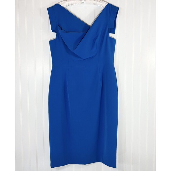 Black Halo Dresses & Skirts - NWT Black Halo Womens Jackie O Blue Sheath Dress Size 14 Midi Celebrity Stretch